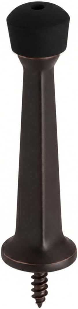 Premium Heavy Duty Door Stoppers for Bottom of Door, Solid Metal Baseboard Mounted Door Stop, Screw-in Baseboard Door Stops for Wall Protection 3" (Oil-Rubbed Bronze, 8 Pack)