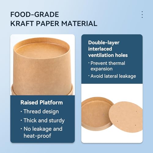 Image of 12 oz 75 Pack Soup Containers with Lids, Paper Soup Cups