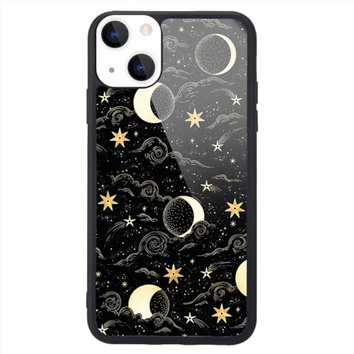 MAYCARI Aesthetic Moon and Star Case for iPhone XR Girls Women Star Design Hard Back Case with Soft TPU Bumper Protective Cover Case for iPhone XR for Girls Women Men