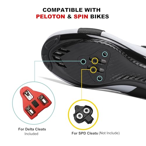 Image of KESCOO Unisex Cycling Shoes Compatible with Peloton Bike & SPD Indoor Outdoor Road Bike Cycling Shoe for Men Women, 1 Hook and Loop Strap, with Delta Cleats