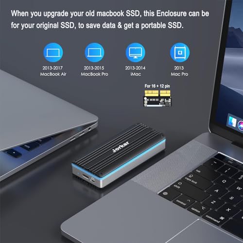 Jorkar External SSD Enclosure USB-C 3.2 for 12+16 Pin MacBook SSD, Hard Drive Reader for A1466 A1465 A1502 A1398 SSDs Mac Air/Pro mid 2013-2017, Portable Aluminum SSDs Case with Indicator - Image 6