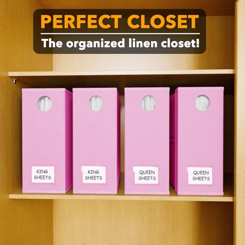 Image of SpaceAid 4 Pack Bed Sheet Organizers and Storage, Foldable Sheet Organizer for Linen Closet, Sheets Set Folder Keeper with Window XL (Queen & King Size) Bedding Container (Pink, 4 Pack)
