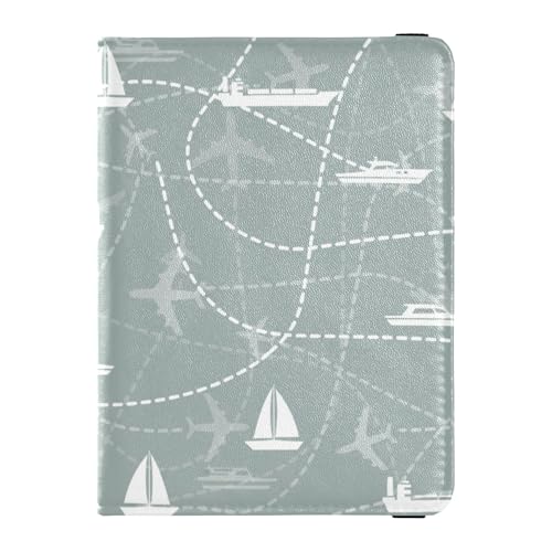 Transportation Route Pattern Family Travel Leather Passport Holder Secure Hidden