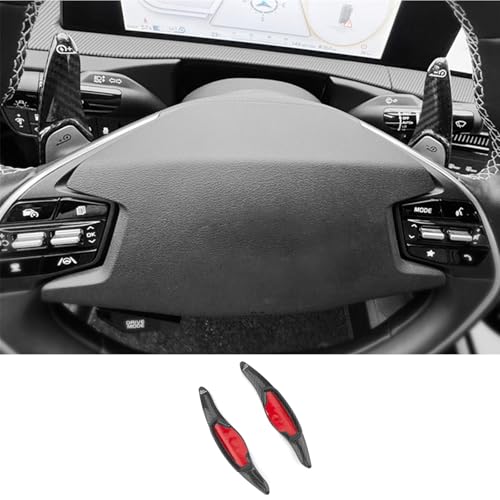 JUIVEEL Real Carbon Fiber Black Style Steering Wheel Paddle Shifter Extension Shifter Trim Steering Wheel Shift Paddle Shifter Extension Compatible with Kia EV6 NIRO EV Accessories