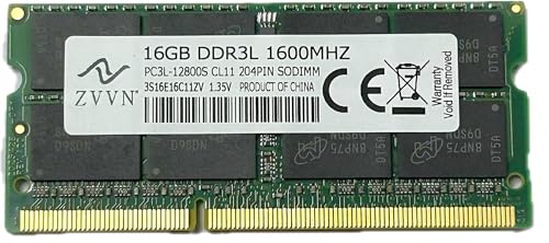 DDR3L 1 x 16GB 1600MHz SO-DIMM RAM (PC3L-12800S) CL11 204Pin 1.35V Non-ECC Unbuffered Compatible All Motherboards Laptop Memory ZVVN