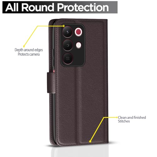 Image of Amazon Basics Flip Cover for Realme Narzo 90X 5G / Realme C85 5G / Realme 15X 5G Leather Finish | Wallet Stand and Shock Proof | Inside TPU with Card Pockets | Complete Protection Flip Case (Coffee)
