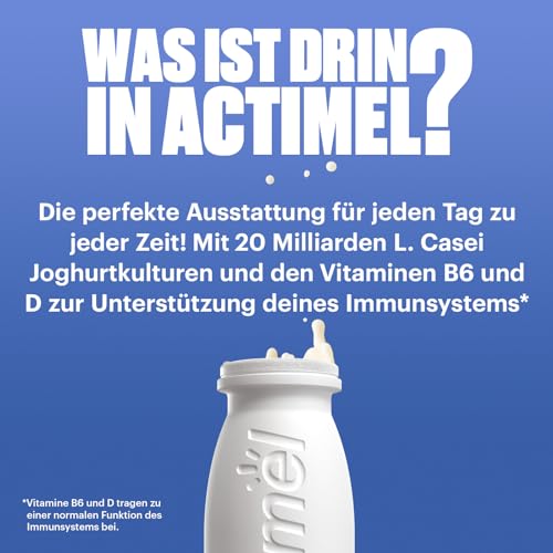 ACTIMEL Joghurt Drink Classic 0,1% fett 8x100g mit 20 Milliarden L. Casei Joghurtkulturen und den Vitaminen B6 und D, ohne Zuckerzusatz