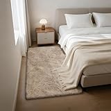 Fluffy Rug Shaggy Area Rug, Beige 3x5 Area Rugs for Bedroom, Small Bedside Rug,...