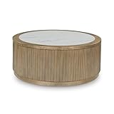 Signature Design by Ashley Camdill Casual Coffee Table with Faux Marble Tabletop and Casters, Light Brown & White