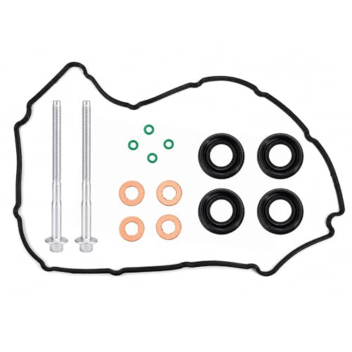 Image of RowGlow 15pcs Injector Seals Transit Mk7 2.2 2.4 3.2 TDCI 6C1Q-6K780-AB, Injector Seal Washer O-Ring and Injector Bolts Kit Compatible with Fiestaa Relay Ducato(15pcs)