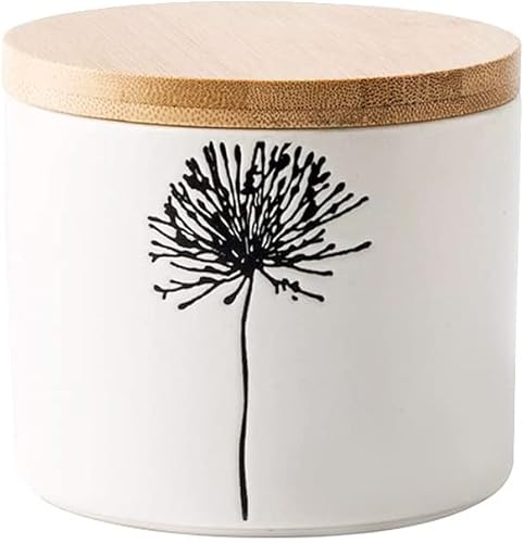 123Arts Azucarero de cerámica alivio diente de león caramelo plato de almacenamiento olla con sello tapa de madera