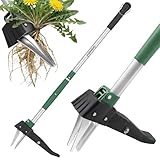 Grenebo Stand Up Weed Puller Tool, Claw Garden Weed Removal Tool with Eject Mechanism, Heavy-Duty Manual Weeder, Root Weed Remover Tool for Dandelion, Crabgrass & Weeds, Without Bending, or Kneeling