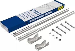 Stendibiancheria da Balcone con Aste Fisse per Ringhiera | Stendipanni Esterno per Spazi Ridotti | Bracci Resistenti Antipiegamento | Attacco Universale per Ringhiere Rettangolari | 55 cm