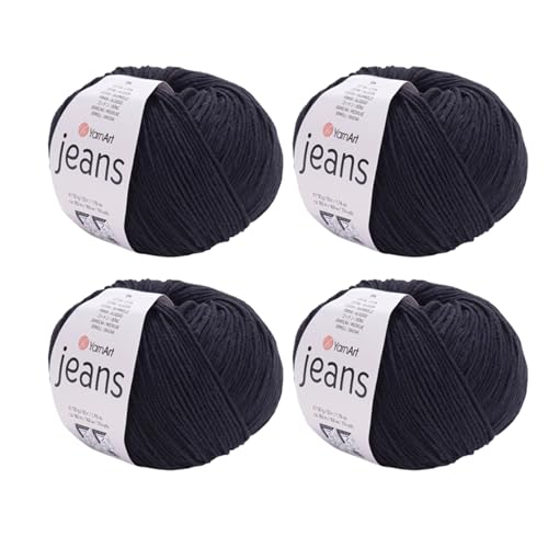 YarnArt Jeans Cotton Blend Amigurumi Yarn – 55% Cotton 45% Acrylic, Lightweight Amigurumi Thread for Crochet and Knitting, Soft Turkish Craft Material for Dolls, Toys, Baby Projects Color(53), 4 Skein