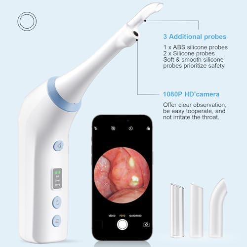 전기 편도선 스톤 리무버, 1080P 가시 카메라 및 LED 조명, 900mAh 진공 편도선 결석 제거 키트, 편도 돌용 통증 없는 구강 청소 도구, 가정 구강 관리 — 사진 6