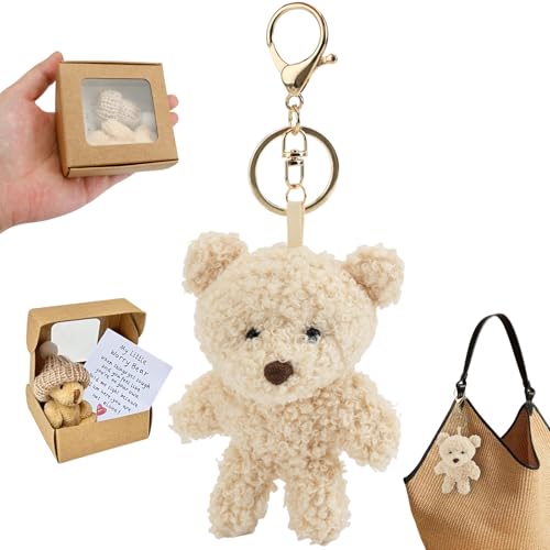 Pocket Hug Mini Teddy Bear Regalo Pequeño Oso de Peluche con Tarjeta de Inspiración en Caja de Regalo Llavero Peluche Teddy Antiestrés para Mujeres Novia Niños como Regalo de Cumpleaños (A)