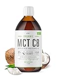 Organic C8 MCT Oil 1 Litre (Glass) - 99%+ Pure Cold Pressed C8 MCT - Premium Coconut Oil, Sustainably Sourced, Boosts Ketones 3X More Than Other MCTs by Alpha01