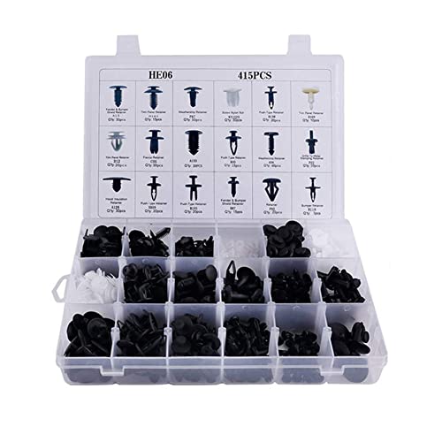 Car Auto Push Pin Rivet Trim Clip Panel Body Interior Assortment Set with Free Fastener Remover (415pcs)