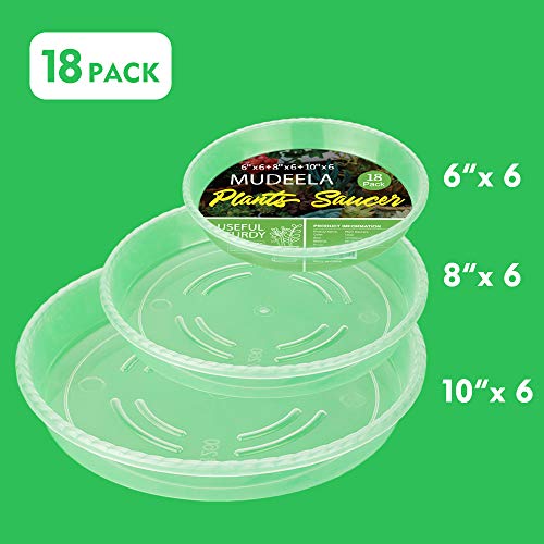 18 Pack Plant Saucers Of 6 Inch & 8 Inch & 10 Inch , Durable Plant Trays For Indoors Outdoors, Clear Plastic Flower Plant Pot Saucer, Made Of Thicker, Stronger Plastic, With Taller Design (6"+8"+10") #TOP1