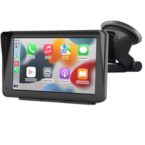 ワイヤレス Apple Carplay & Android Auto カーステレオ用、7インチポータブルカーラジオモニター、マルチメディアペイヤー、ハンズフリー通話、Bluetooth、Siri、AUX/FMトランスミッションに対応。