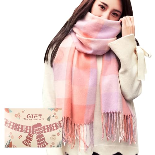 Tuopuda Damen Schal Kariert Pashmina XXL Stolen übergroßer Herbstschal Winterschal Karo Tartan Schultertuch Plaid Deckenschal Modeschal Weicher Warmer Oversized Fransen...