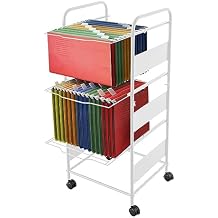 3-Tier Metal Rolling File Carts with Wheels Hanging Files for Letter Size Movable Pull-Out File Folder Rack Drawer File Cabinet ,File Organizer Cabinet for Home Office School,White