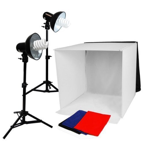 LimoStudio Table Top Photography Studio Lighting Square Tent Kit - 20" Tent, 2 Light Kits. AGG1014