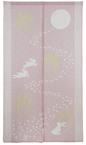 SunnyDayFabric のれん 月見うさぎ さくら色 和調 約幅85cmx丈150cm ncdp-13684 SunnyDayFabric のれん 月見うさぎ さくら色 和調 約幅85cmx丈150cm ncdp-13684