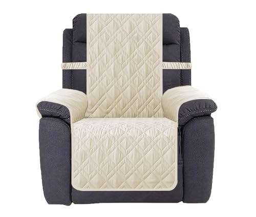 Image of Ameritex Waterproof Nonslip Recliner Cover Stay in Place, Dog Chair Cover Furniture Protector, Ideal Recliner Slipcovers for Pets and Kids (Ivory, 23 inch)