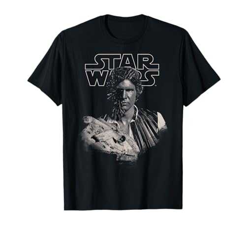 T-shirt Star Wars Han Solo au motif vintage authentique Millennium Falcon en coton