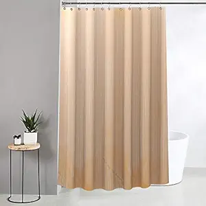 Kuber Industries Microfibre Shower Curtain with 8 Hooks, Standard, Gold, Pack of 1