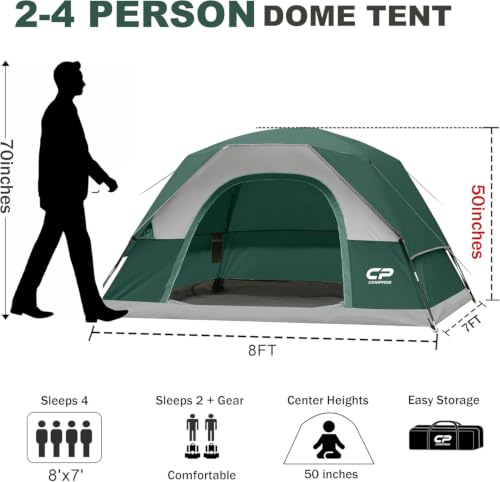 Image of CAMPROS CP Tents for Camping 2 /4 /6 Person, Waterproof Windproof Dome Tent