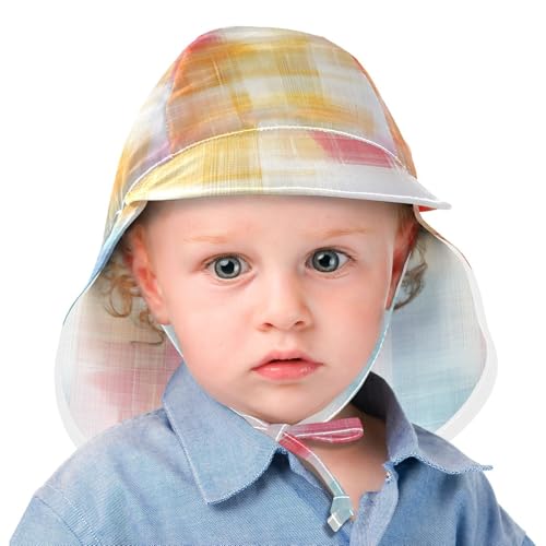 Unisex Baby Sun Hats Boy Caps Baby Girls UPF 50+ Large Brim Traveling Camping Hat Tie Dye Plaid Abstract Multicolor2