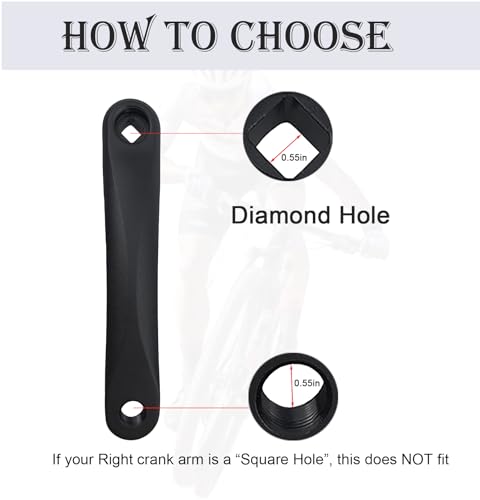 THALOUS Universal Bike Crank Arm 170mm Bicycle Left Crank Arm Available in Diamond Hole for MTB Mountain Bike Road Bike Ebike City Bike Exercise Bike - Thumbnail 3