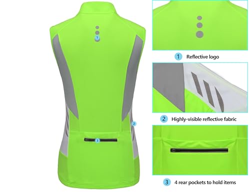 Image of Little Donkey Andy Women's Half Zip Breathable Cycling Vests Reflective Sleeveless Jerseys Shirts Golf 4 Rear Pockets