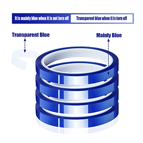 4 Rolls 10mm x33m(108ft) Blue Heat Tape High Temperature Heat Resistant Tape Heat Transfer Tape for Heat Sublimation Press No Residue and Heat Transfer Vinyl