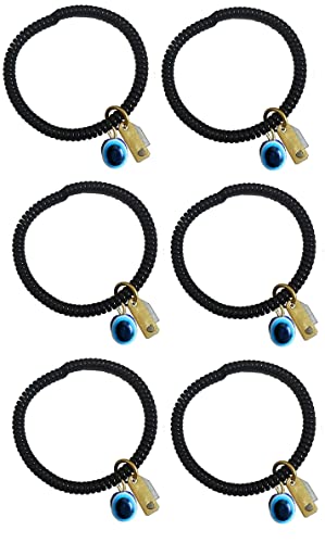 BigMart Nazar Battu Evil Eye Knife Bracelet Free Size for Men and Women | Stylish and Trendy Evil Eye Bracelet Nazar Battu Black Beaded Bracelets Unisex (Pack of 6)