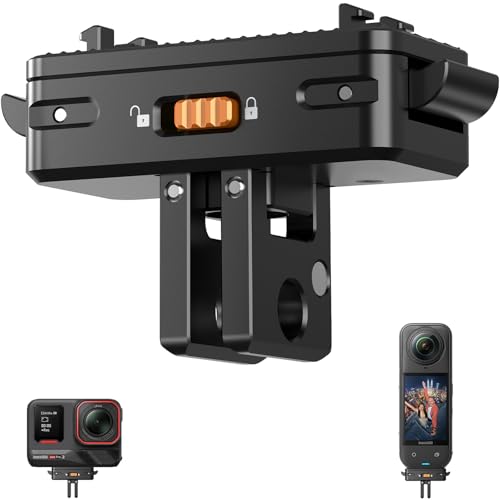 AMAZEAR �A�b�v�O���[�h���C�}�E���g�A�_�v�^�[ Insta360 X5 / X4 Air�A�N�Z�T���[�p �������N�C�b�N�����[�X�z���_�[ ���S���b�N�t�� Insta 360 Ace Pro 2�p �R���p�N�g ��� �����S �u���b�N