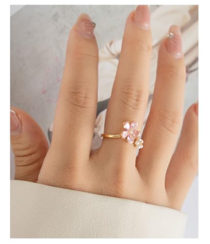 Kokoma Dainty Flower Ring for Women Sparkling Cubic Zirconia Daisy Open Statement Rings Pearl Chic Engagement Promise Ring Wrap Finger Band3