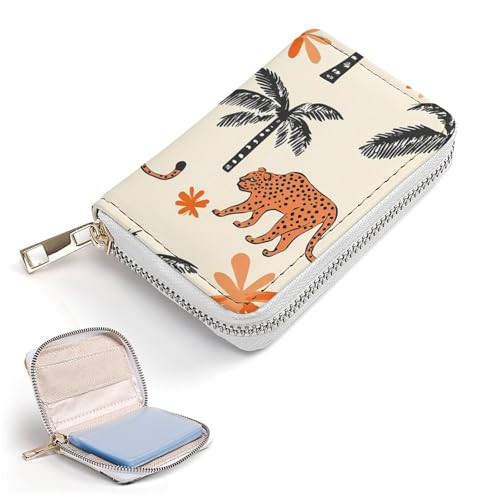 Leopards And Palm Trees Small Business Credit Card Holder Wallet with 20 Card Slots Case Coin Purse Pouch2