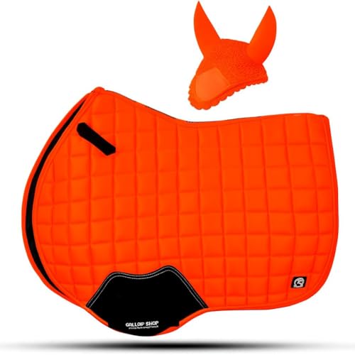 Gallop Shop Glow Satin Jumping Pro Numnah Cloth/Horse Saddle Pad (F. Orange, Full)