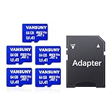 Vansuny Micro SD Card 64GB 5 Pack microSDXC Memory Card with SD Adapter A1 App Performance V30 4K Video Recording C10 U3 Micro SD for Phone, Security Camera, Dash Cam, Action Camera