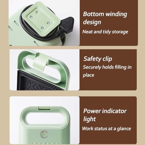 Easnuroz Toastie Maker Press Sandwich Maker 650W Green - Image 6