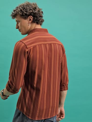 Image of Highlander Men's Slim Fit Striped Shirt | Full Sleeves | Everyday Wear Stylish Shirt for Men