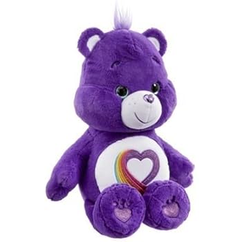 purple care bear with rainbow heart