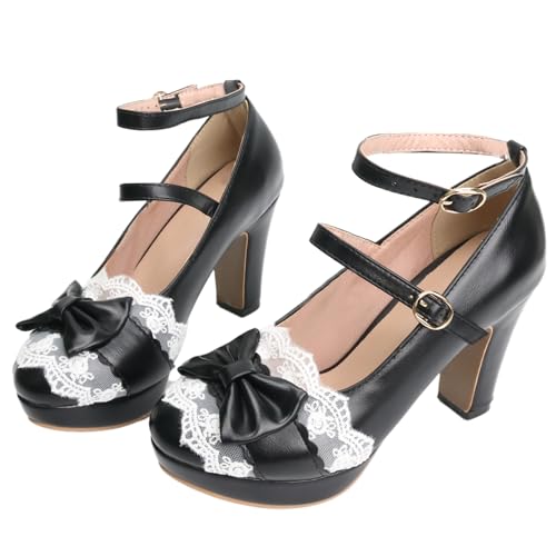 Image of FOREADA Mary Janes for Women Platform Heels Bow Kawaii Shoes Vintage Dress Pumps