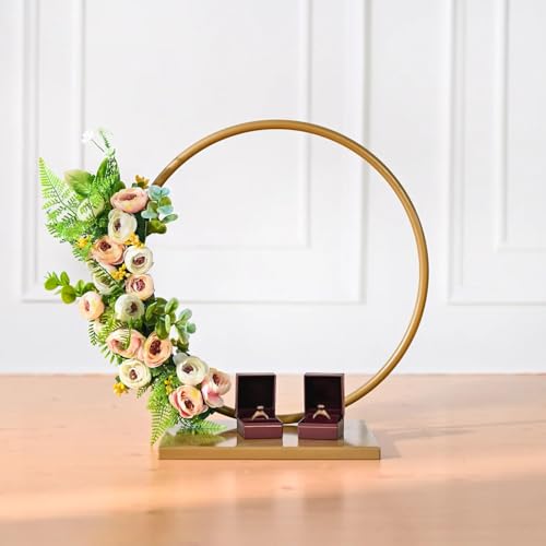 Image of Metal Round Stand Gold Colour Big Stand Golden Metal Stand for Resin Clock, Resin Frame, Resin Coaster, Home Decoration (10 Inch)