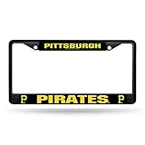 Pittsburgh Pirates NFL Team Logo Auto Car Truck SUV Vehicle Universal-fit License Plate Frame - Black Metal - SINGLE