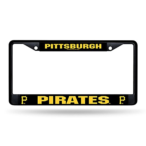 Pittsburgh Pirates NFL Team Logo Auto Car Truck SUV Vehicle Universal-fit License Plate Frame - Black Metal - SINGLE