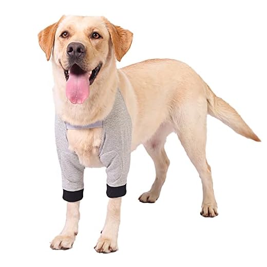 ROZKITCH Dog Surgery Recovery Sleeve for Front Legs, Pet Prevent Licking Wound Elbow Brace Protector, Dog Recovery Suit Cone Collar Alternative for Sprain ACL CCL Arthritis Grey L